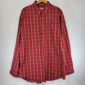 Wrangler Mens XXL Rugged Wear  Plaid Long Sleeve Front Pockets Button Down Shirt